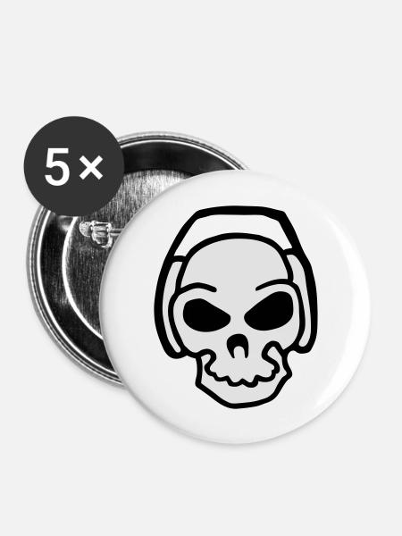 DJ skull electro mix - Buttons large 2.2''/56 mm (5-pack) - white