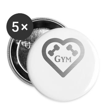 Gym Dumbbell Love - Buttons groß 56 mm (5er Pack) - Weiß - Vorne