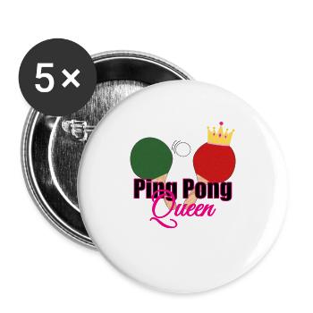 cooles Tischtennis Ping Pong Pingpong Geschenk - Buttons groß 56 mm (5er Pack) - Weiß - Vorne