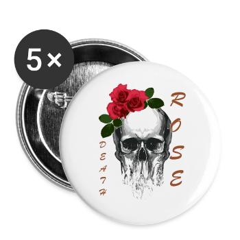 T-shirt crâne Death Rose Tête de mort Death Rose - Lot de 5 grands badges (56 mm) - blanc - Devant