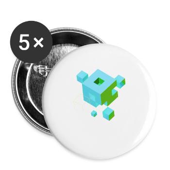 cube pixel 3d nerd game mind craft Rubix Zauber - Buttons large 2.2''/56 mm (5-pack) - white - Front