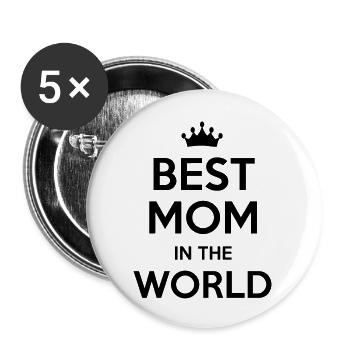 best mom in the world - Buttons groß 56 mm (5er Pack) - Weiß - Vorne
