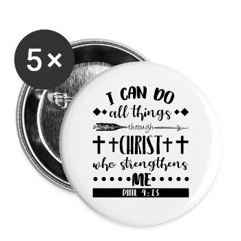 Bibelvers Bibel Inspiration christlich - Buttons groß 56 mm (5er Pack) - Weiß - Vorne