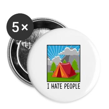 Camping Zelten Wandern Camper Menschen Geschenk - Buttons groß 56 mm (5er Pack) - Weiß - Vorne