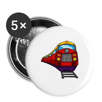 Zug Lokomotive Dampflok Eisenbahn Bahn Geschenk - Buttons groß 56 mm (5er Pack) - Weiß - Vorne