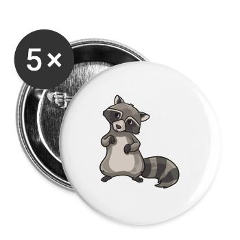 Waschbär Süßer Kleinbär Bär Tierliebe Geschenk - Buttons groß 56 mm (5er Pack) - Weiß - Vorne