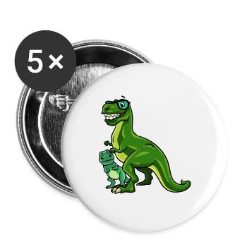 Dinosaurier Dino T-Rex Papa Vater Papi Geschenk - Buttons groß 56 mm (5er Pack) - Weiß - Vorne