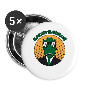 Dinosaurier Dino T-Rex Papa Vater Papi Geschenk - Buttons groß 56 mm (5er Pack) - Weiß - Vorne