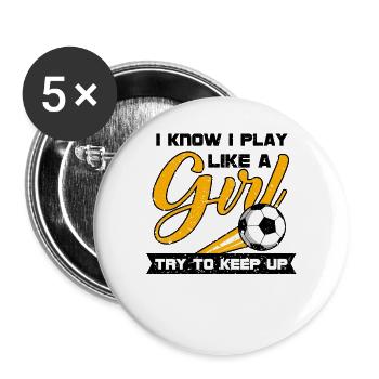 Fußball Fußballspieler Fußballer Spieler Geschenk - Buttons groß 56 mm (5er Pack) - Weiß - Vorne