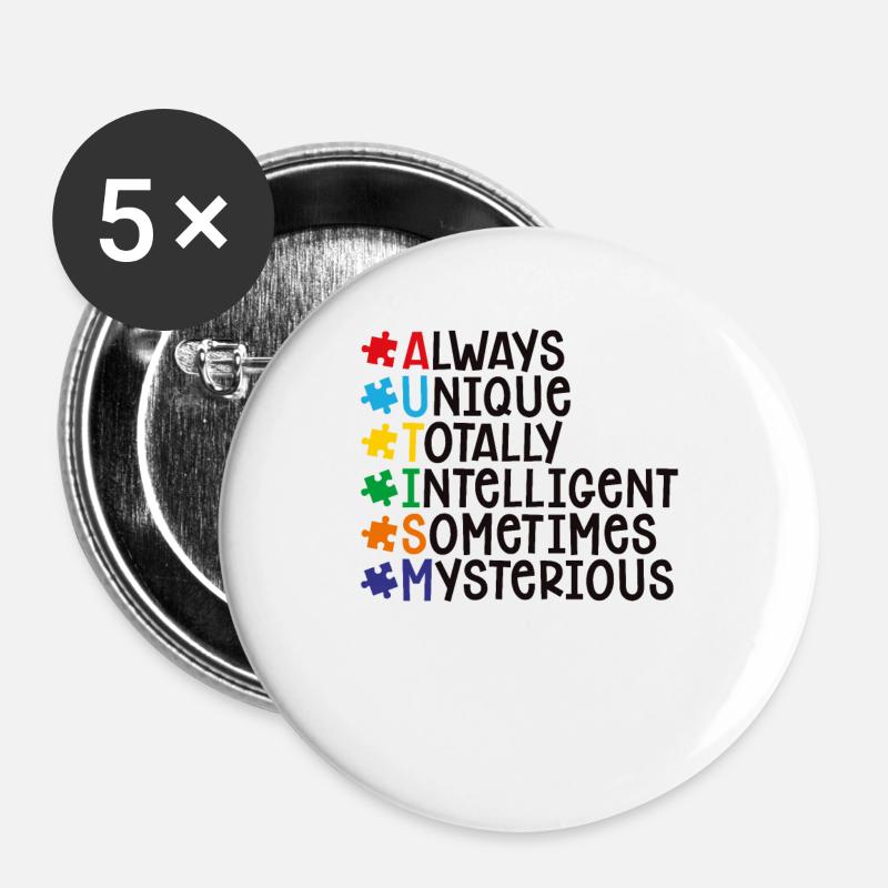 Autism Sayings Puzzle Gift Shirt - Buttons large 2.2''/56 mm (5-pack) - white