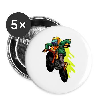 Motocross Rider Motorcycle Usa America Gift - Buttons large 2.2''/56 mm (5-pack) - white - Front