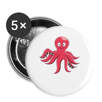 Octopus Octopus Octopus Fish Gift - Buttons large 2.2''/56 mm (5-pack) - white - Front