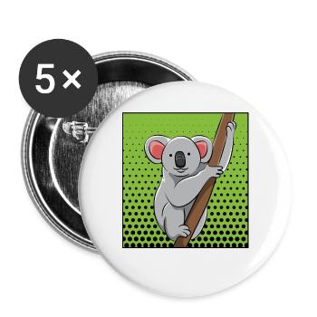 Koala Panda Panda Ours Drôle d’amour des animaux cadeau - Lot de 5 grands badges (56 mm) - blanc - Devant