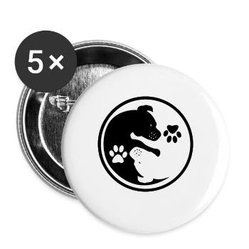 Hunde - Yin Yang - Buttons groß 56 mm (5er Pack) - Weiß - Vorne