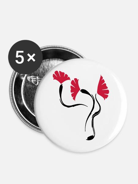 poppies_flowers - Buttons large 2.2''/56 mm (5-pack) - white