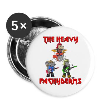 LES PACHYDERMES LOURDS - LES PÈRES JOUENT DU MÉTAL - Lot de 5 grands badges (56 mm) - blanc - Devant
