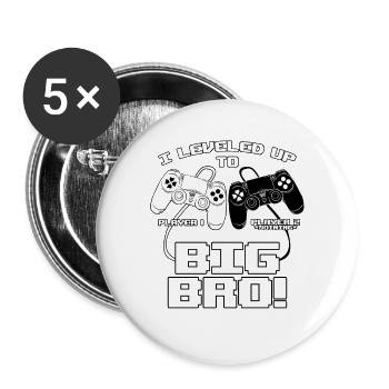 I Leveled Up To Big Bro - Buttons groß 56 mm (5er Pack) - Weiß - Vorne