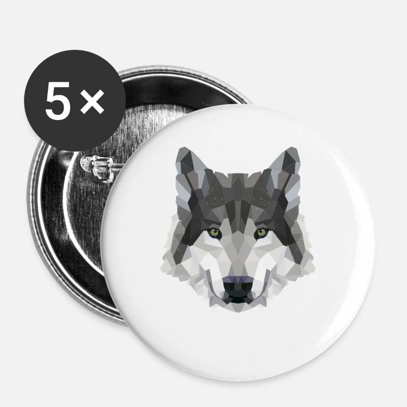 POLYGON WOLF Husky Wolves Wildlife America - Buttons large 2.2''/56 mm (5-pack) - white