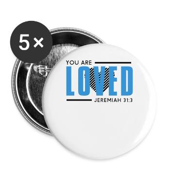 You are loved. Christian - Buttons large 2.2''/56 mm (5-pack) - white - Front