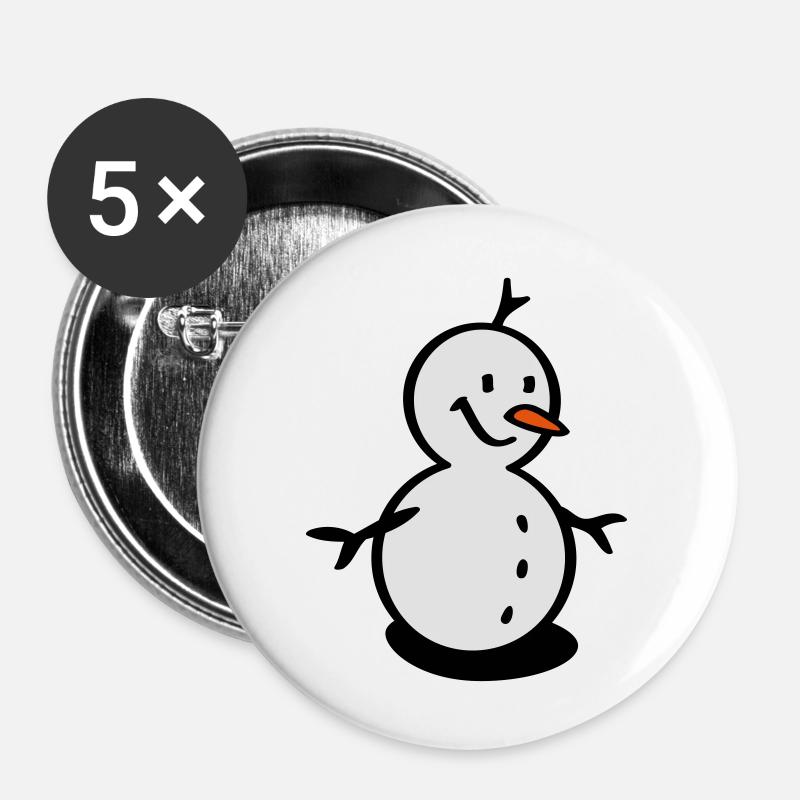 snowman - Buttons large 2.2''/56 mm (5-pack) - white