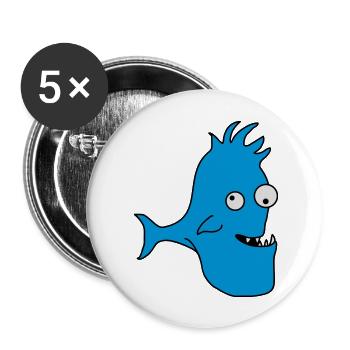Stupid Crazy Comic Fish - Buttons groß 56 mm (5er Pack) - Weiß - Vorne