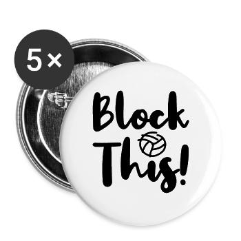 volley-ball - Lot de 5 grands badges (56 mm) - blanc - Devant