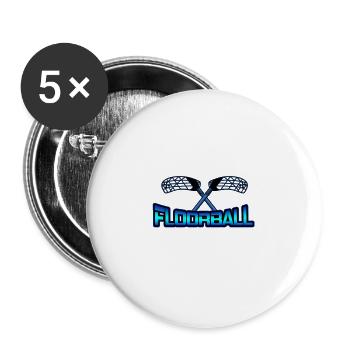 Floorball sport de passe-temps - Lot de 5 grands badges (56 mm) - blanc - Devant