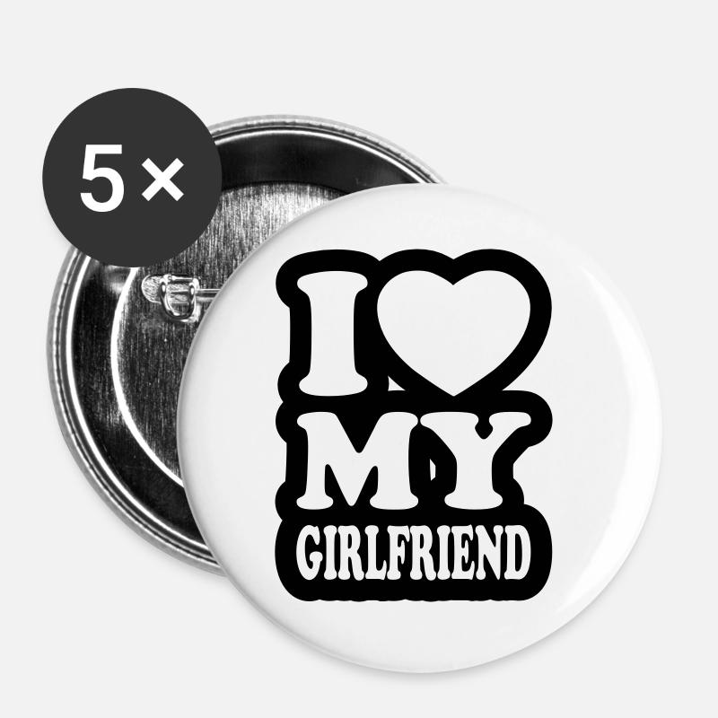 I love my girlfriend - Buttons large 2.2''/56 mm (5-pack) - white