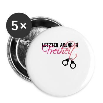 Junggesellinnenabschied Braut Brautkolonne - Buttons groß 56 mm (5er Pack) - Weiß - Vorne