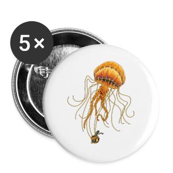 Jellyballoon - Lot de 5 grands badges (56 mm) - blanc - Devant