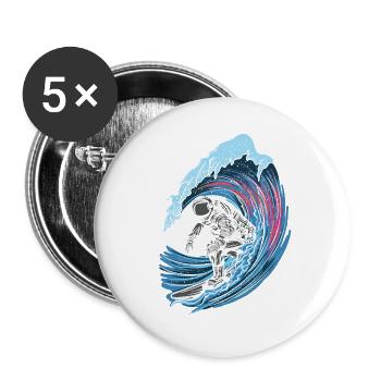 Astronaut surfer Stylish outer space - Buttons large 2.2''/56 mm (5-pack) - white - Front