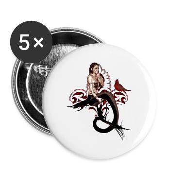 Magnifique sirène noire assise dans un arbre - Lot de 5 grands badges (56 mm) - blanc - Devant