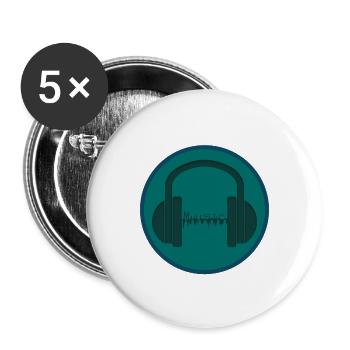 Music in headphones- Music in the headphone - Buttons large 2.2''/56 mm (5-pack) - white - Front