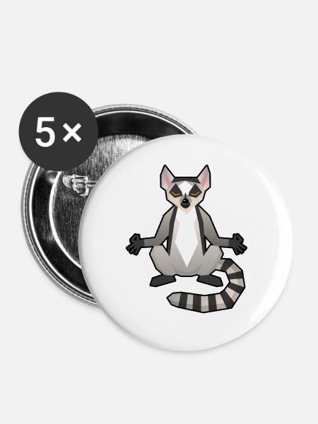 Lemur Meditation - Buttons groß 56 mm (5er Pack) - Weiß