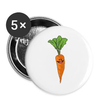 Karotten Wurzeln Wurzel Mohrrübe Rübe Veganer - Buttons groß 56 mm (5er Pack) - Weiß - Vorne
