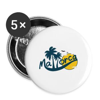 Mallorca Urlaub Strand Malle Palma Urlauber Tour - Buttons groß 56 mm (5er Pack) - Weiß - Vorne