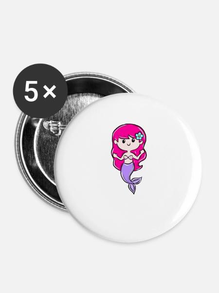 Meerjungfrau - Buttons groß 56 mm (5er Pack) - Weiß