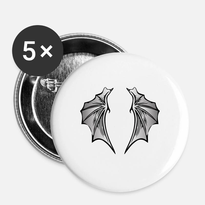 Wings: Devil - Buttons large 2.2''/56 mm (5-pack) - white