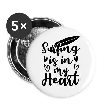 Surfing - Buttons large 2.2''/56 mm (5-pack) - white - Front