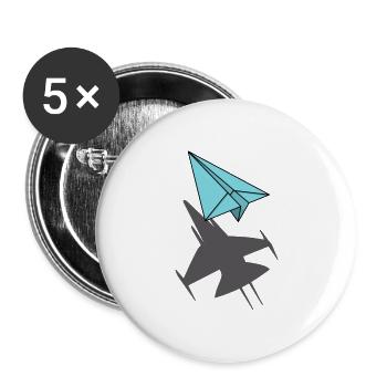 Paper plane with jet shadow gift pilot - Buttons large 2.2''/56 mm (5-pack) - white - Front