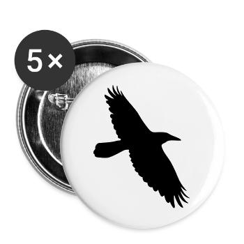 Krähe Rabe Corvus Vogel im Flug - Buttons groß 56 mm (5er Pack) - Weiß - Vorne