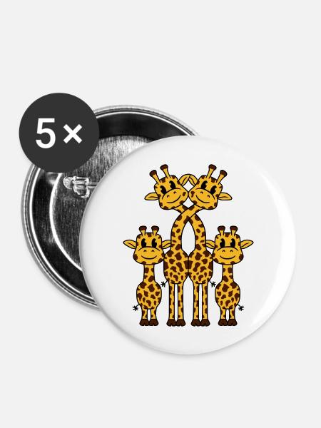 Süße Giraffen Familie 2 Kinder Mama Papa Giraffe - Buttons/Badges stor, 56 mm (5-pack) - hvid