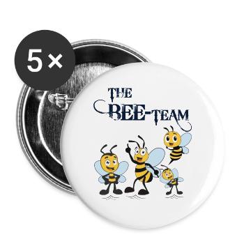 Bee Team Bienen Imker - Buttons groß 56 mm (5er Pack) - Weiß - Vorne