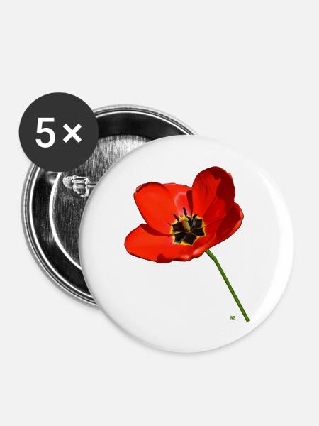 Roter Mohn - Buttons groß 56 mm (5er Pack) - Weiß