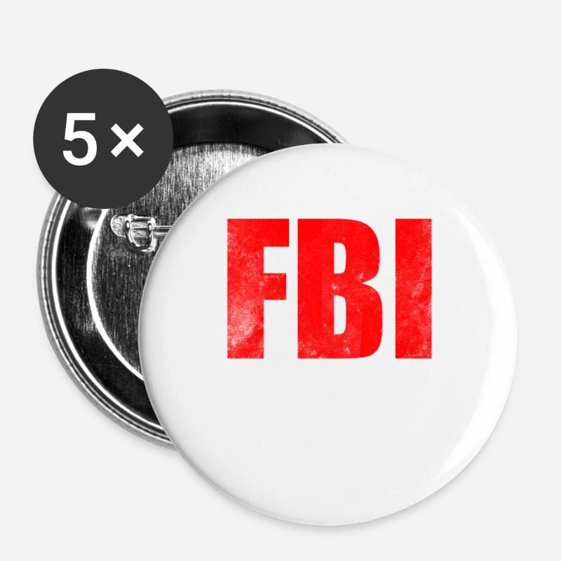 FBI Birding Inspector Design - Buttons large 2.2''/56 mm (5-pack) - white