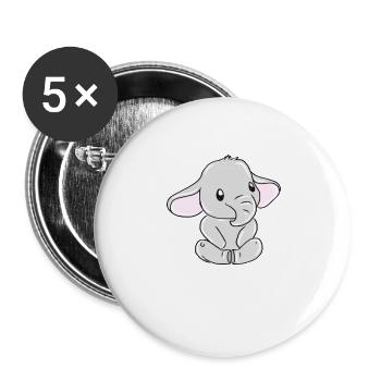 elephant - Buttons large 2.2''/56 mm (5-pack) - white - Front