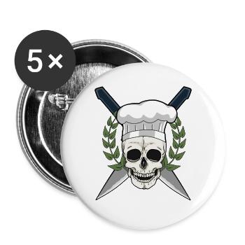 Restaurant Koch Küche kochen Kochkunst Gift Eklig - Buttons groß 56 mm (5er Pack) - Weiß - Vorne