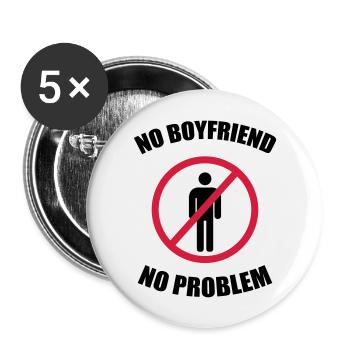 no_boyfriend_no_problem - Lot de 5 grands badges (56 mm) - blanc - Devant