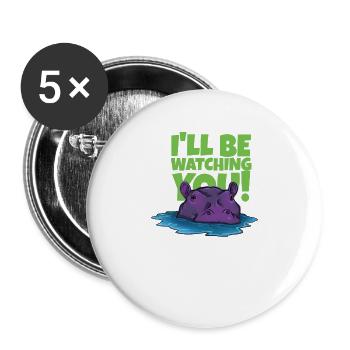 Funny hippopotamus with text - Buttons large 2.2''/56 mm (5-pack) - white - Front
