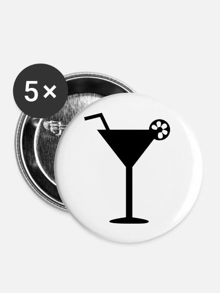 Cocktail - Buttons groß 56 mm (5er Pack) - Weiß